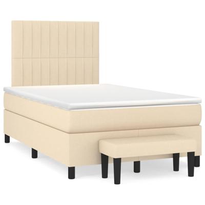 Boxspring met matras stof crèmekleurig 120x200 cm - thumbnail
