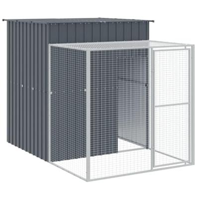 Kippenhok met ren 165x863x181 cm gegalvaniseerd staal antraciet