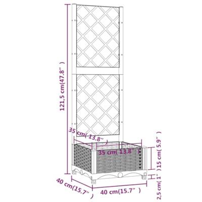 VidaXL Plantenbak met trellis zwart 40x40x121,5 cm pp