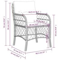 Tuinstoelen 2 st met kussens poly rattan grijs - thumbnail