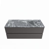 MONDIAZ VICA-DLUX 120cm badmeubel onderkast Dark grey 2 lades. Inbouw wastafel CLOUD rechts 1 kraangat, kleur Lava. - thumbnail