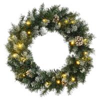 Kerstkrans met LED-lampjes 45 cm PVC groen - thumbnail