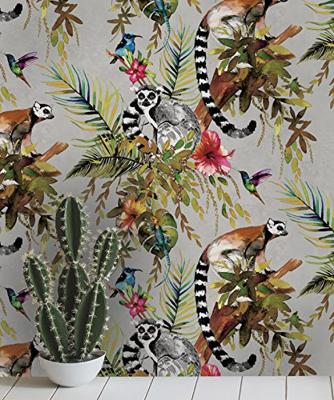 DUTCH WALLCOVERINGS behang aap zilverkleurig