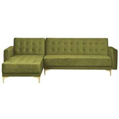Beliani-ABERDEEN-Hoekslaapbank-Groen-Rechterzijde-267 cm-Fluweel Beliani-ABERDEEN-Hoekslaapbank-Groen-Rechterzijde-267 cm-Fluweel