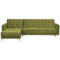 Beliani-ABERDEEN-Hoekslaapbank-Groen-Rechterzijde-267 cm-Fluweel - thumbnail