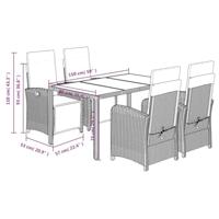 5-delige Tuinset met kussens poly rattan zwart - thumbnail