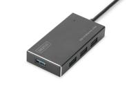 Digitus DA-70240-1 USB 3.2 Gen 1-hub 4 poorten Met aluminium behuizing Zwart - thumbnail