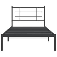 Bedframe met hoofdbord metaal zwart 107x203 cm - thumbnail