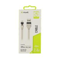 TAB CABLE PLAT CHARGE & SYNCHRO 2.4A USB/LIGHTNING 2M BLANC - thumbnail