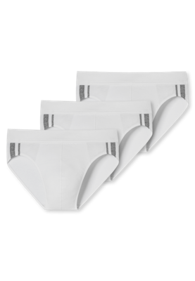 3-pack heren Rio slip 95/5 - Stripe - Hoog opgesneden heren onderbroek - Stoffen band - Biologisch katoen - S - Wit - Onderbroek heren heren heren -