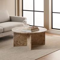 Bendt Ronde Salontafel 'Shaunika' Marmer, 90cm, kleur Beige - thumbnail