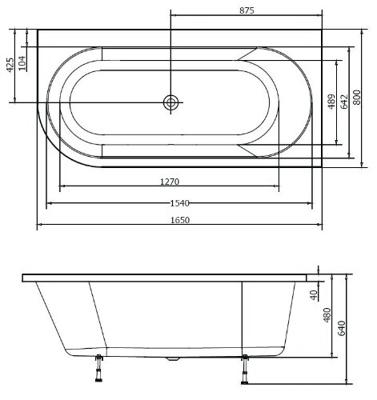 Ligbad Polysan Astra Inbouw 165x80x48 cm Asymmetrisch Rechts Wit Ligbad Polysan Astra Inbouw 165x80x48 cm Asymmetrisch Rechts Wit