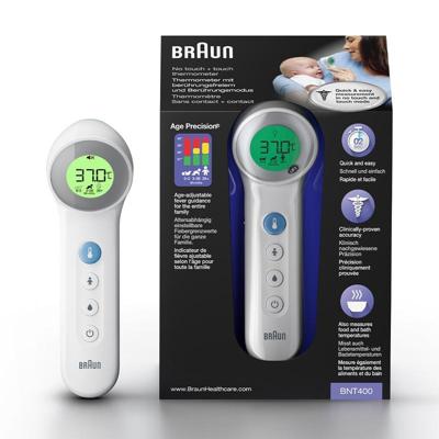 Braun No touch + touch weiß Koortsthermometer Meten zonder aanraking