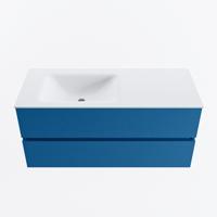 MONDIAZ VICA 110cm badmeubel onderkast Jeans 2 lades. Wastafel CLOUD links 1 kraangat, kleur Talc. - thumbnail