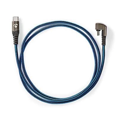 USB-Kabel | USB 2.0 | USB-C Male | USB-C Male | 480 Mbps | Verguld | 1.00 m | Rond | Gevlochten / Nylon | Blauw / Zwart | Cover Window Box