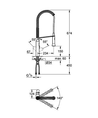 GROHE K7 Keukenkraan - hoog - 2 straalsoorten - met profesionele handdouche - chroom 32950000