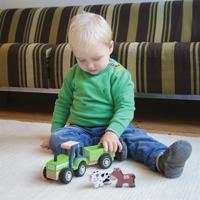 New Classic Toys houten tractor met aanhanger + dieren - thumbnail