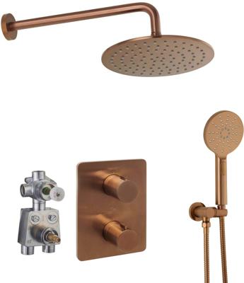 Ben Lavion 250 inbouw regendoucheset met 4 straalsoorten Ø25cm geborsteld koper pvd