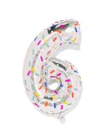 HEMA Folieballon cijfer 6 60cm confetti (gebroken wit) - thumbnail
