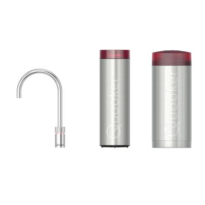 Quooker Nordic Round Kokendwaterkraan (Single Tap) Set - Kokend Water - Chroom - met COMBI+ Reservoir & CUBE - Direct Gekoeld Bruisend Water