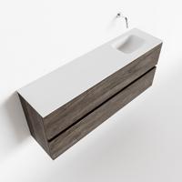 MONDIAZ ADA 120cm toiletmeubel dark brown. LEX wastafel talc rechts zonder kraangat - thumbnail