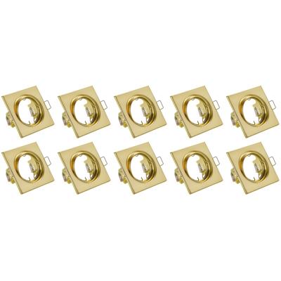 Spot Armatuur 10 Pack - Trion - GU10 Inbouwspot - Vierkant - Goud - Aluminium - Kantelbaar 80mm