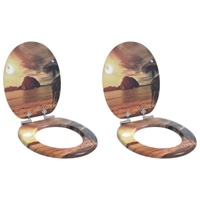 Zachte sluit toiletbril 2 pcs Oranje 44 x 38 cm MDF-plaat