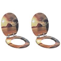 Zachte sluit toiletbril 2 pcs Oranje 44 x 38 cm MDF-plaat - thumbnail