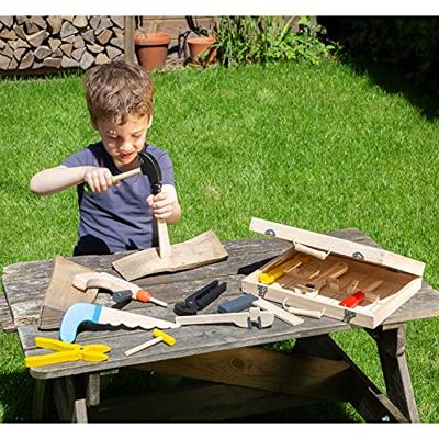 New Classic Toys houten gereedschapskist met 12 onderdelen - thumbnail
