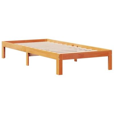 Bed met boekenkast zonder matras grenenhout wasbruin 100x200 cm