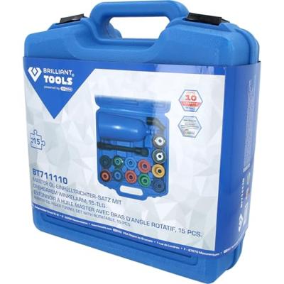 Brilliant Tools BT711110 master olievultrechter-set met draaibare hoekarm, 15-delig Brilliant Tools BT711110 master olievultrechter-set met draaibare hoekarm, 15-delig