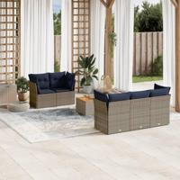 6-delige Loungeset met kussens poly rattan grijs - thumbnail