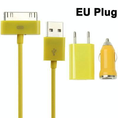 3 in 1 (EU stekker Home Lader auto-Lader USB Kabel) Travel Kit voor iPhone 4 & 4S iPhone 3 g / 3G iPod Touch(geel) 3 in 1 (EU stekker Home Lader auto-Lader USB Kabel) Travel Kit voor iPhone 4 & 4S iPhone 3 g / 3G iPod Touch(geel)