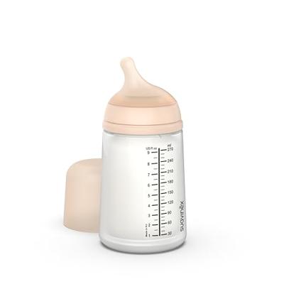Ant-koliek flesje Zer0.Zer0 trage doorstroming (S) SUAVINEX 270 ml doorzichtig