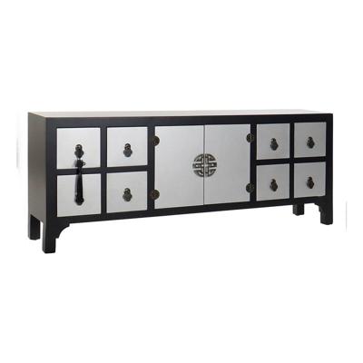 TV-tafel met Laden DKD Home Decor Spar Zilverkleurig Zwart Hout MDF 130 x 24 x 51 cm