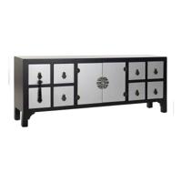 TV-tafel met Laden DKD Home Decor Spar Zilverkleurig Zwart Hout MDF 130 x 24 x 51 cm - thumbnail