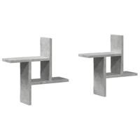Wandschappen 2 st 38x12x38 cm bewerkt hout betongrijs - thumbnail