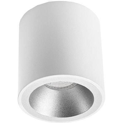 Opbouwspot GU10 Verdiept - Rond Mat Wit/Zilver - Aluminium Ø90mm