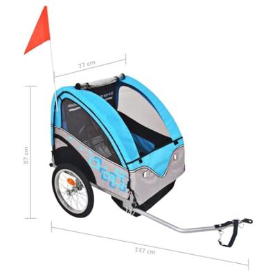 VidaXL Fietstrailer 30 kg grijs en blauw