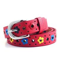 Bloemen patroon holle PU lederen riem voor kinderen (rood) - thumbnail