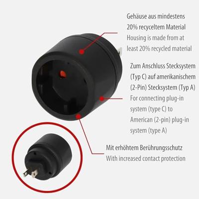 Reisadapter Europa-naar-USA Ongeaard - thumbnail