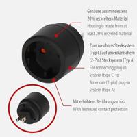 Brennenstuhl BN-1508450 Reisadapter Europa-naar-usa Ongeaard - thumbnail