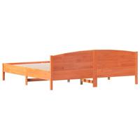 Bedframe zonder matras massief grenenhout wasbruin 200x200 cm - thumbnail