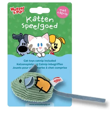 Kattenspeelgoed muis corduroy+catnip 8cm groen