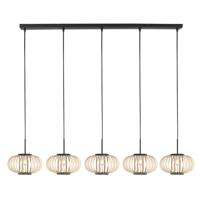Steinhauer Hanglamp 5-lichts rechtSilva met bamboe kappen - 4529ZW - thumbnail