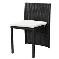 3-delige Bistroset met kussens poly rattan zwart - thumbnail