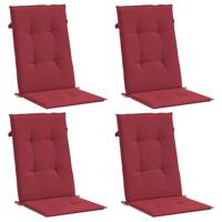 VidaXL Tuinstoelkussens 4 st hoge rug 120x50x3 cm stof wijnrood - thumbnail
