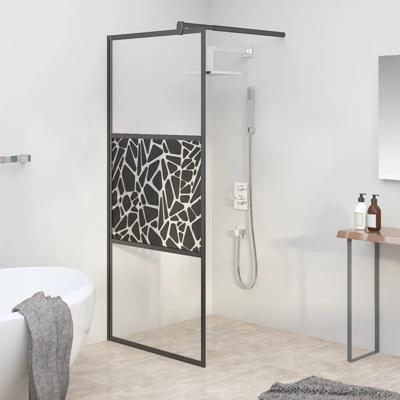VidaXL Inloopdouchewand met stenenmotief 80x195 cm esg-glas zwart