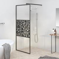 VidaXL Inloopdouchewand met stenenmotief 80x195 cm esg-glas zwart - thumbnail