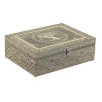 Doos-Juwelenkistje Home ESPRIT Wit Champagne Hout Aluminium 22,5 x 17,5 x 7,6 cm - thumbnail